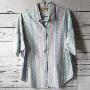 Vintage Denim Republic Short Sleeve Striped Button